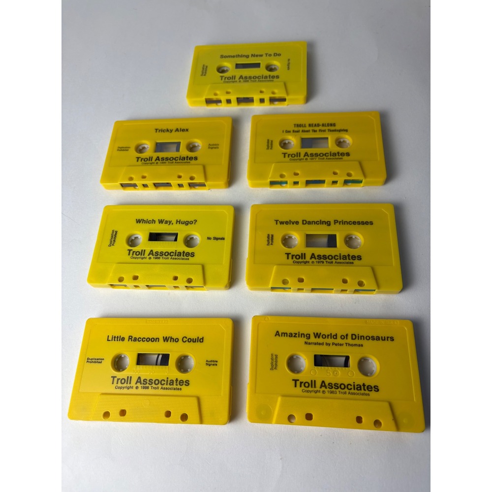 7 Vintage Troll Associates Read-Along Cassette Tapes Yellow‎ 1970s 1980s Lot